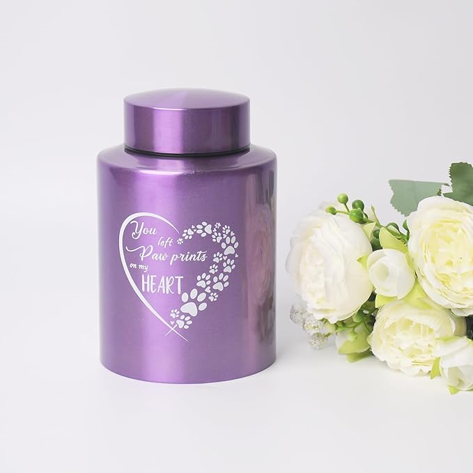 6 Inches Pet Urn for Ashes Dog Urn for Ashes Cat Urn Memorial Urn for Dogs or Cats Paw Print Keepsake Urn for Pet Laser Engraving with Meaningful Words-You Left paw Prints on My Heart - Image 6