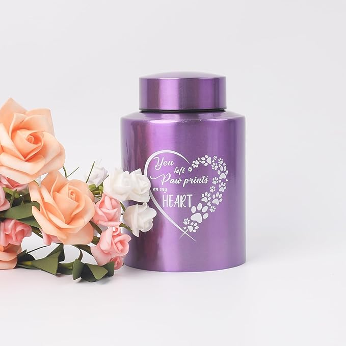 6 Inches Pet Urn for Ashes Dog Urn for Ashes Cat Urn Memorial Urn for Dogs or Cats Paw Print Keepsake Urn for Pet Laser Engraving with Meaningful Words-You Left paw Prints on My Heart - Image 2