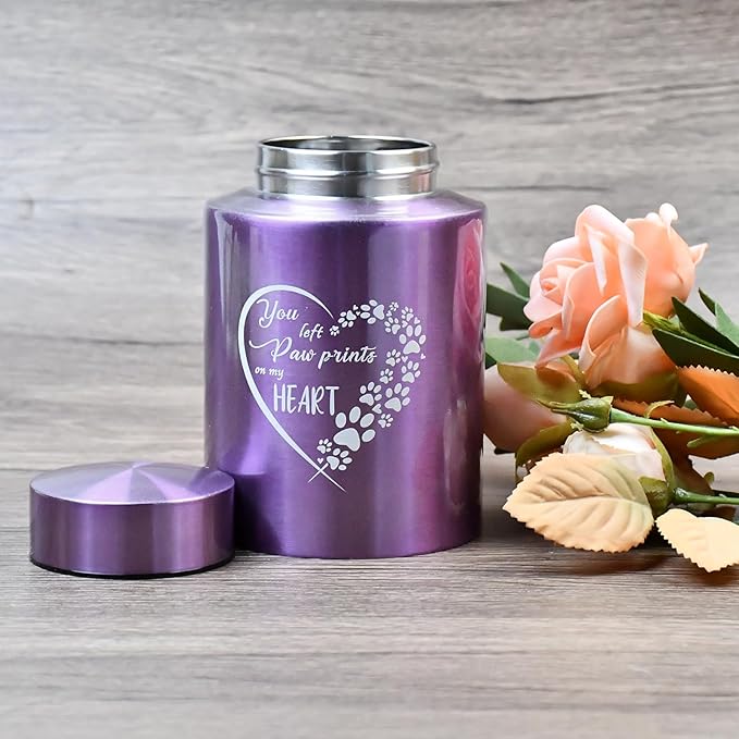6 Inches Pet Urn for Ashes Dog Urn for Ashes Cat Urn Memorial Urn for Dogs or Cats Paw Print Keepsake Urn for Pet Laser Engraving with Meaningful Words-You Left paw Prints on My Heart - Image 5