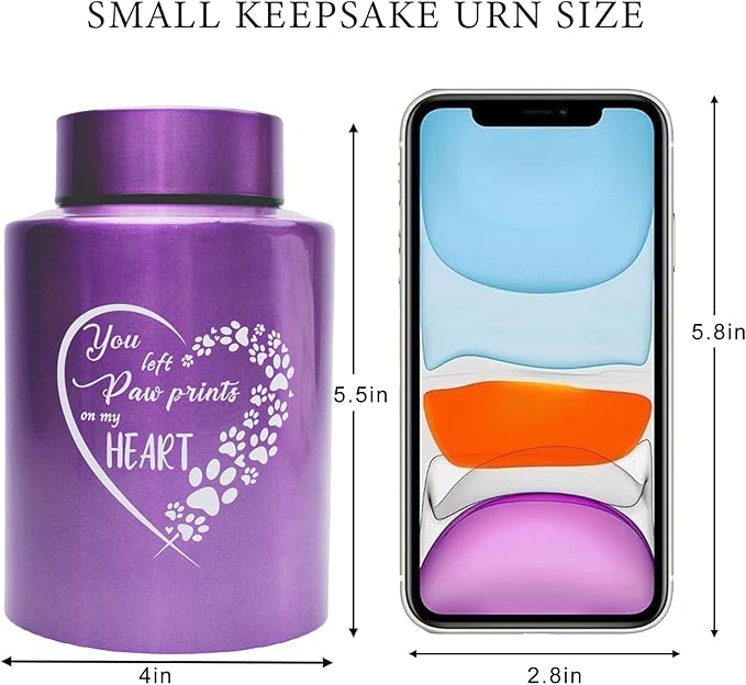 6 Inches Pet Urn for Ashes Dog Urn for Ashes Cat Urn Memorial Urn for Dogs or Cats Paw Print Keepsake Urn for Pet Laser Engraving with Meaningful Words-You Left paw Prints on My Heart - Image 4